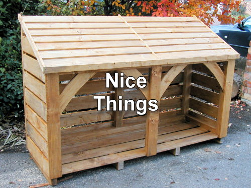 oak log stores planters benches